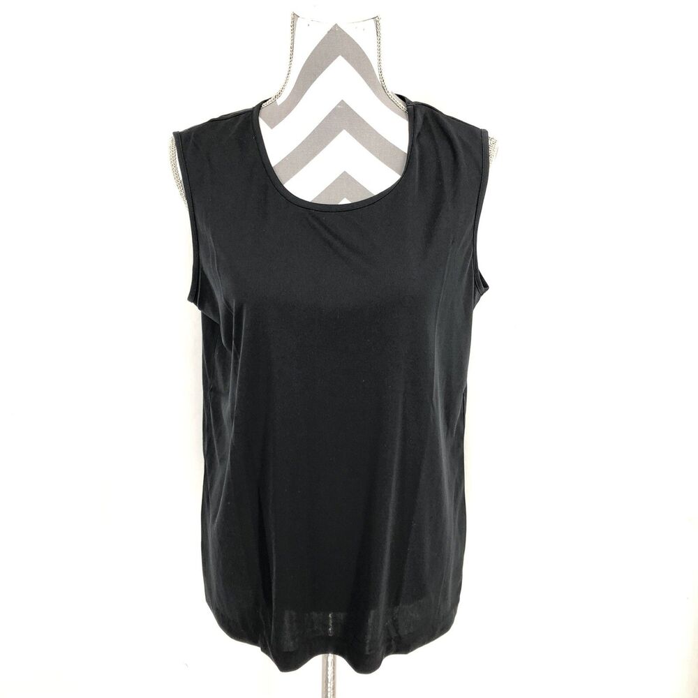 JoRo Fashions Semi Sheer Tank Top Black Sleeveless Shirt JCROH2E Medium